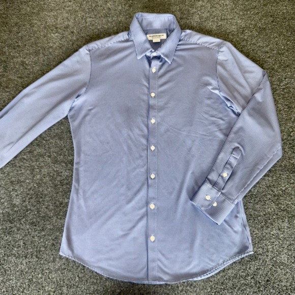 Mizzen+Main Shirt Mens M Blue Gingham Performance Button Up Stretch Wrinkle Free - Picture 1 of 7